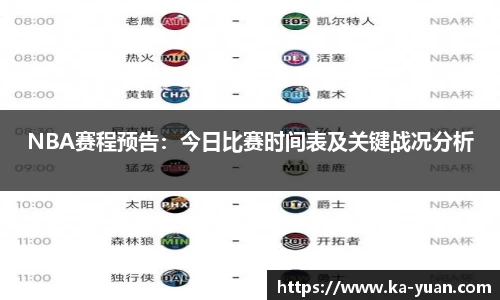 NBA赛程预告：今日比赛时间表及关键战况分析